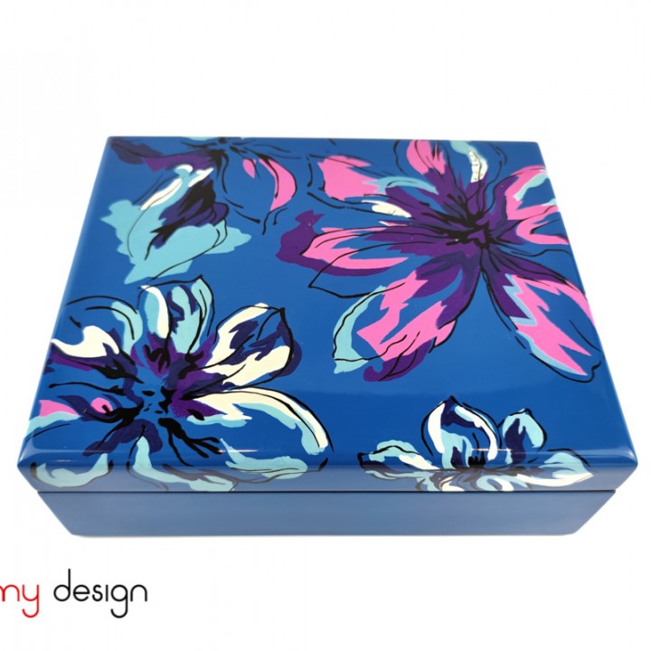 Blue Dalman box hand-painted with Tulip 23*27*H10 cm